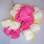Bouquet de Roses rose et blanche en papier