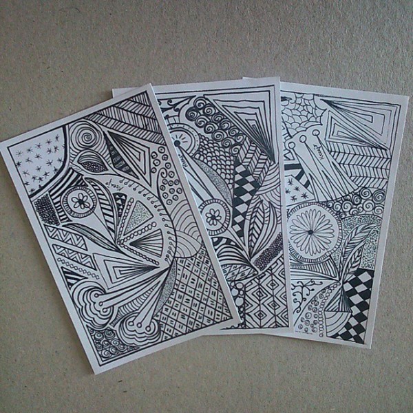 Petite carte Zentangle noir et blanc