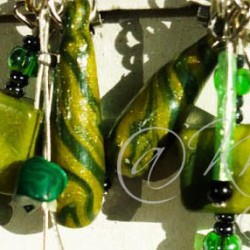 Boucles d'oreille camaieu de vert